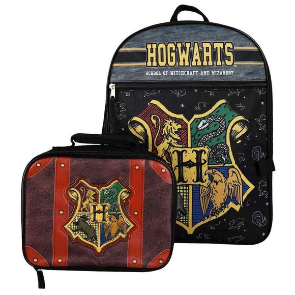 Harry Potter Hogwarts Backpack with Trunk Themed Lunch Box and Hegwig Bag Charm - Picture 2 of 11